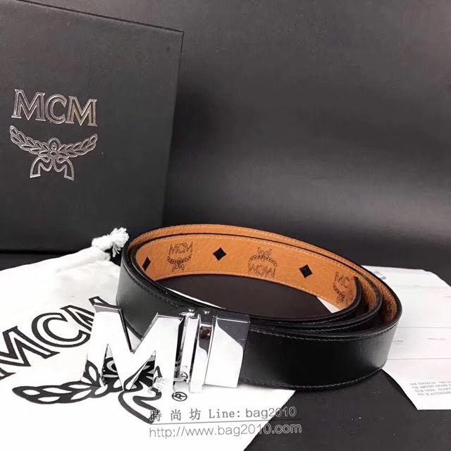 MCM皮帶 專櫃同步 原單 韓國雙面進口頭層皮 mcm腰帶  mdmc1357